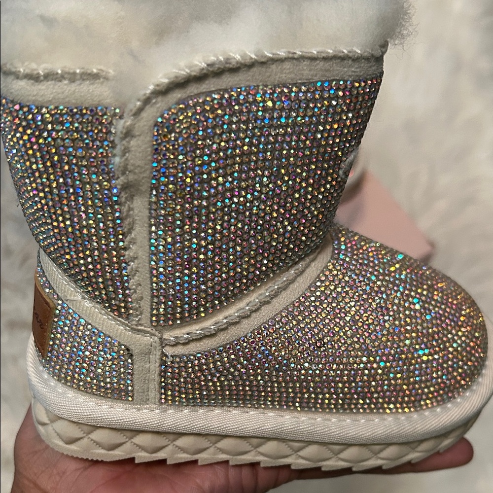 Sparkling Kids Boots with Holographic Rhinestones